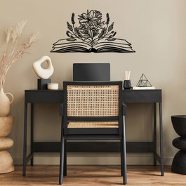 Wallity Book And Flower Escultura de Pared en Negro